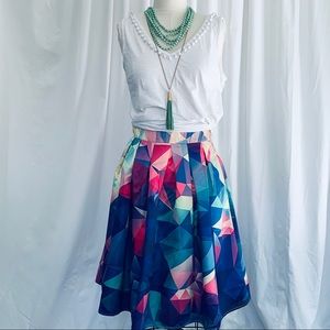 Unifaco Vintage-Style Geometric Circle Skirt M